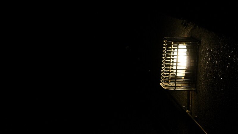 wall light in darkness