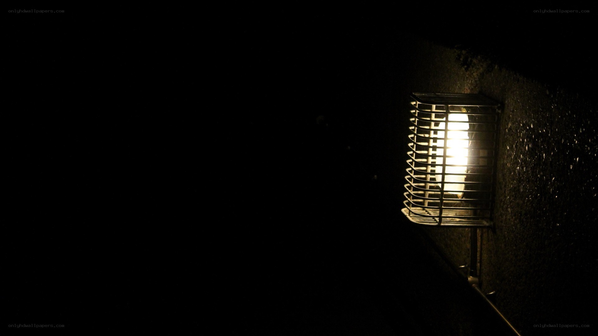wall light in darkness