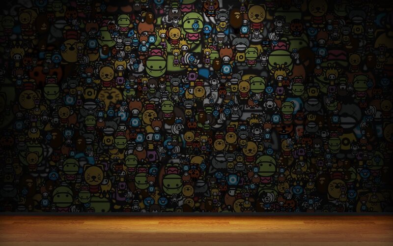 Wall of cartoon characters
