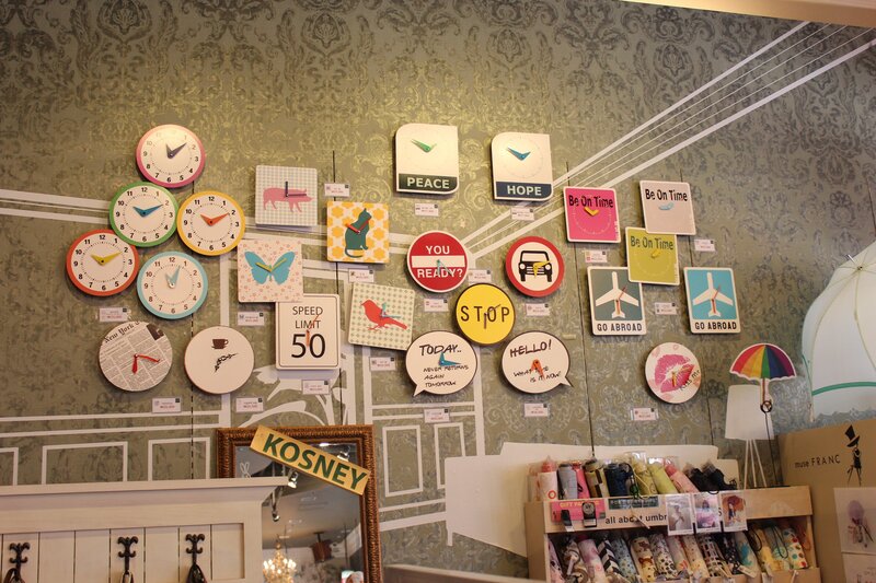 Wall of decorative clocks