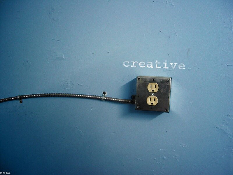 wall outlet with creative text