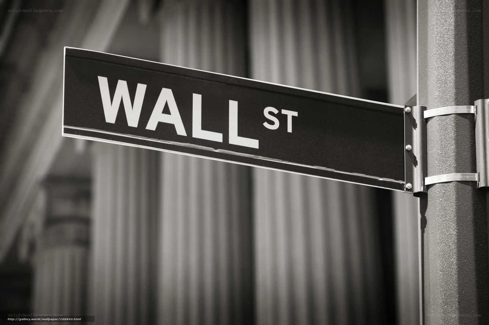 Wall Street sign in black and white