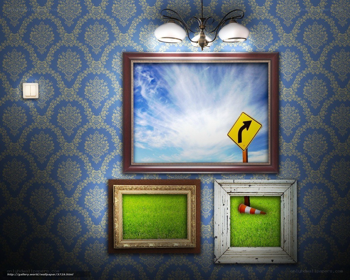 Wall with framed pictures