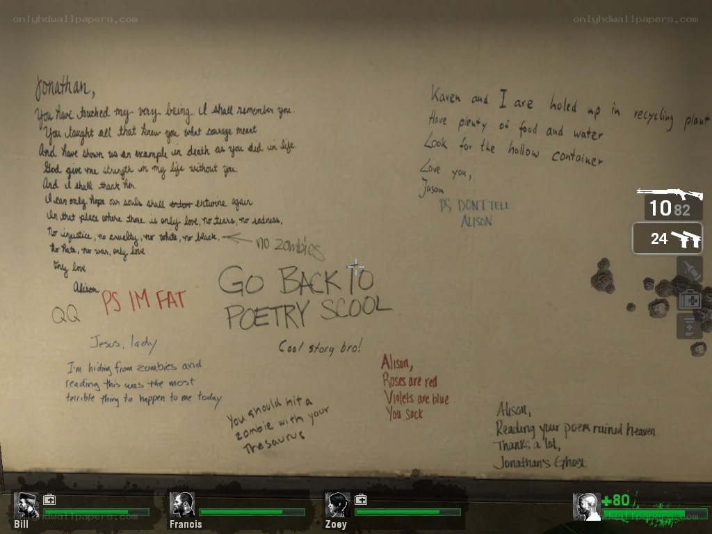 Wall with handwritten notes