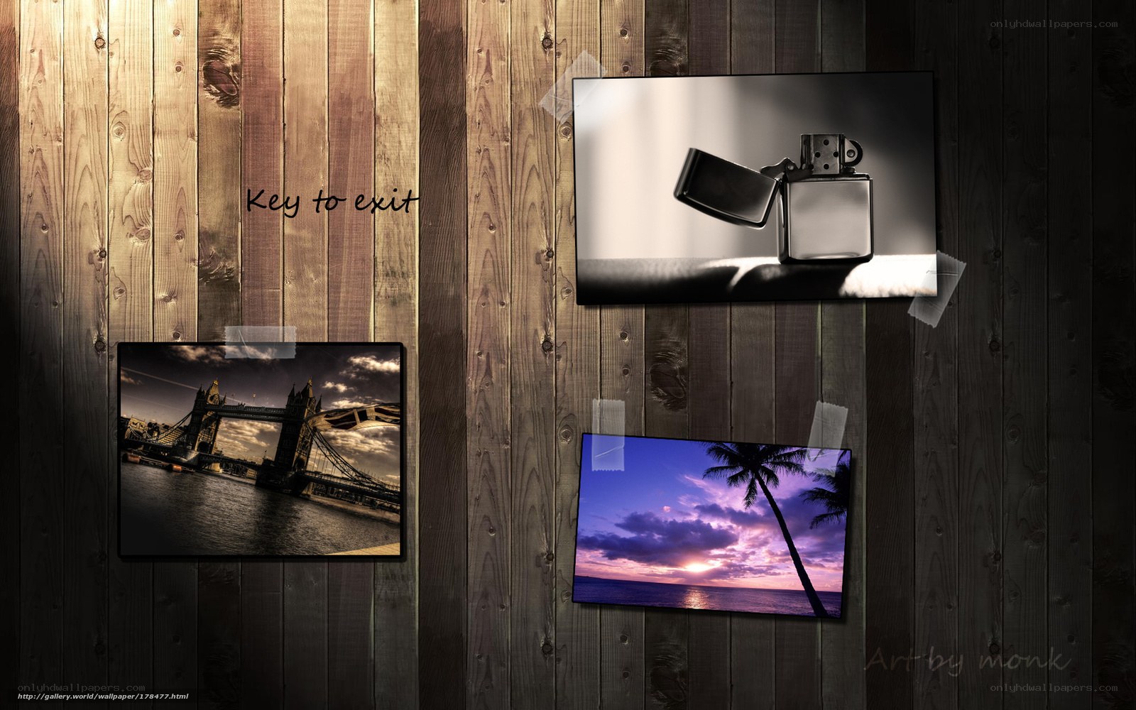 Wall with photos and lighter