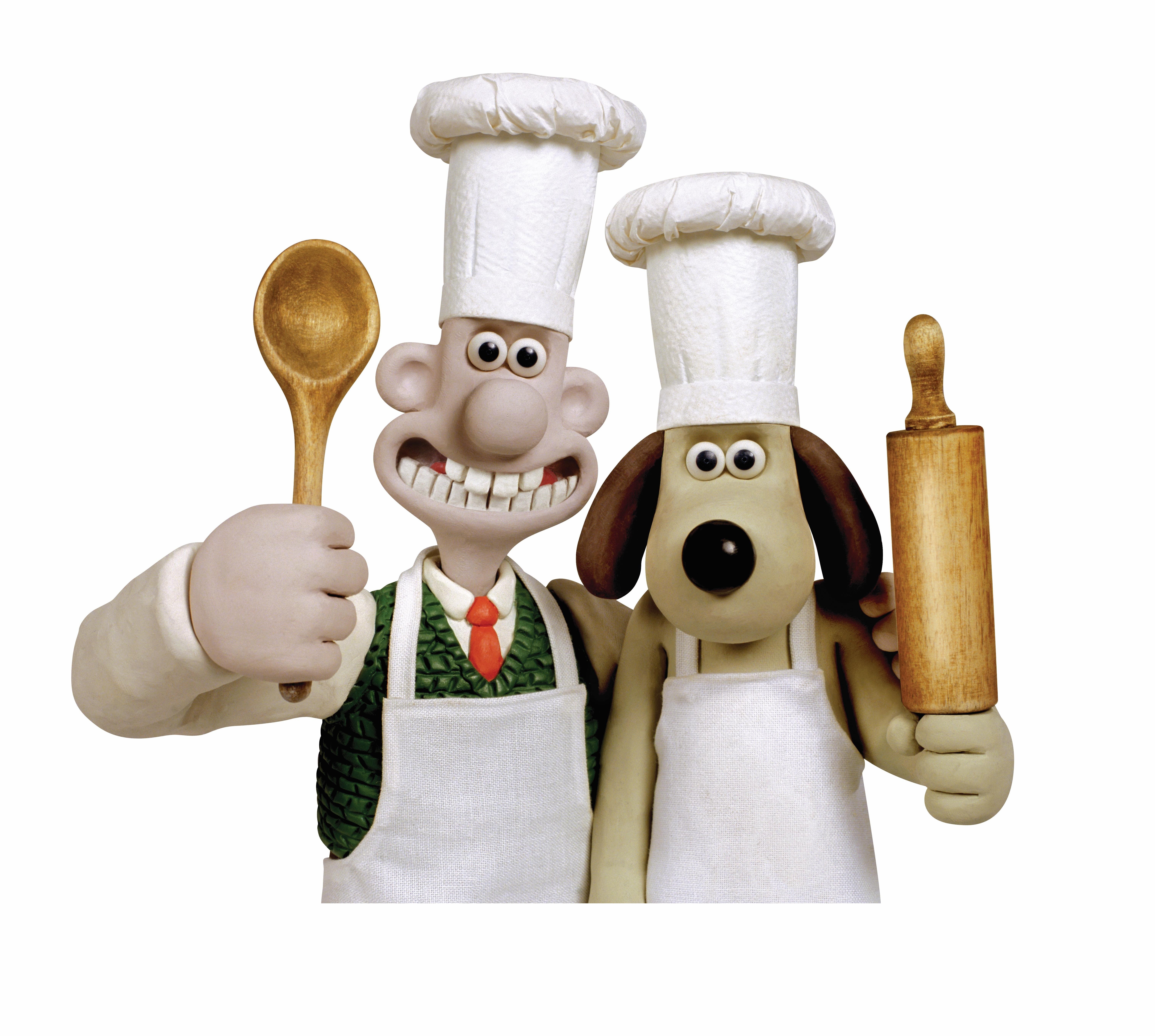 Wallace and Gromit in chef attire