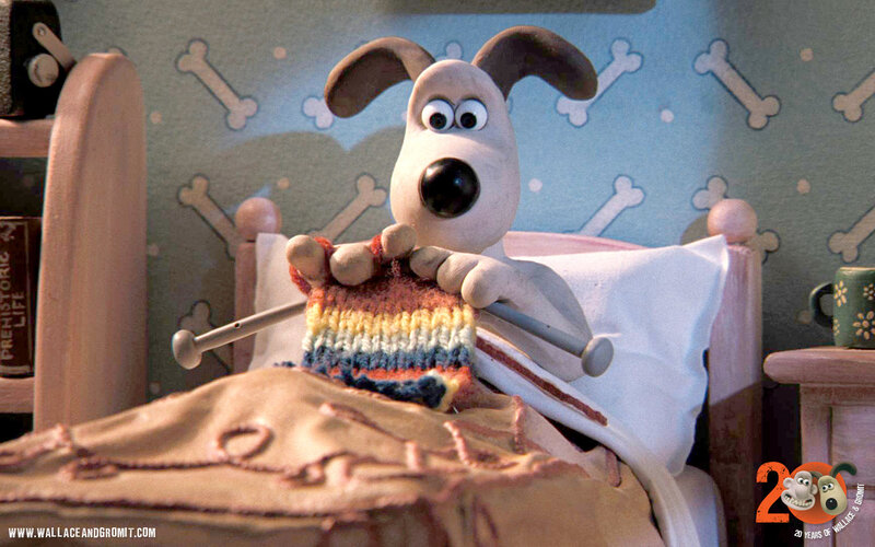 Wallace and Gromit knitting
