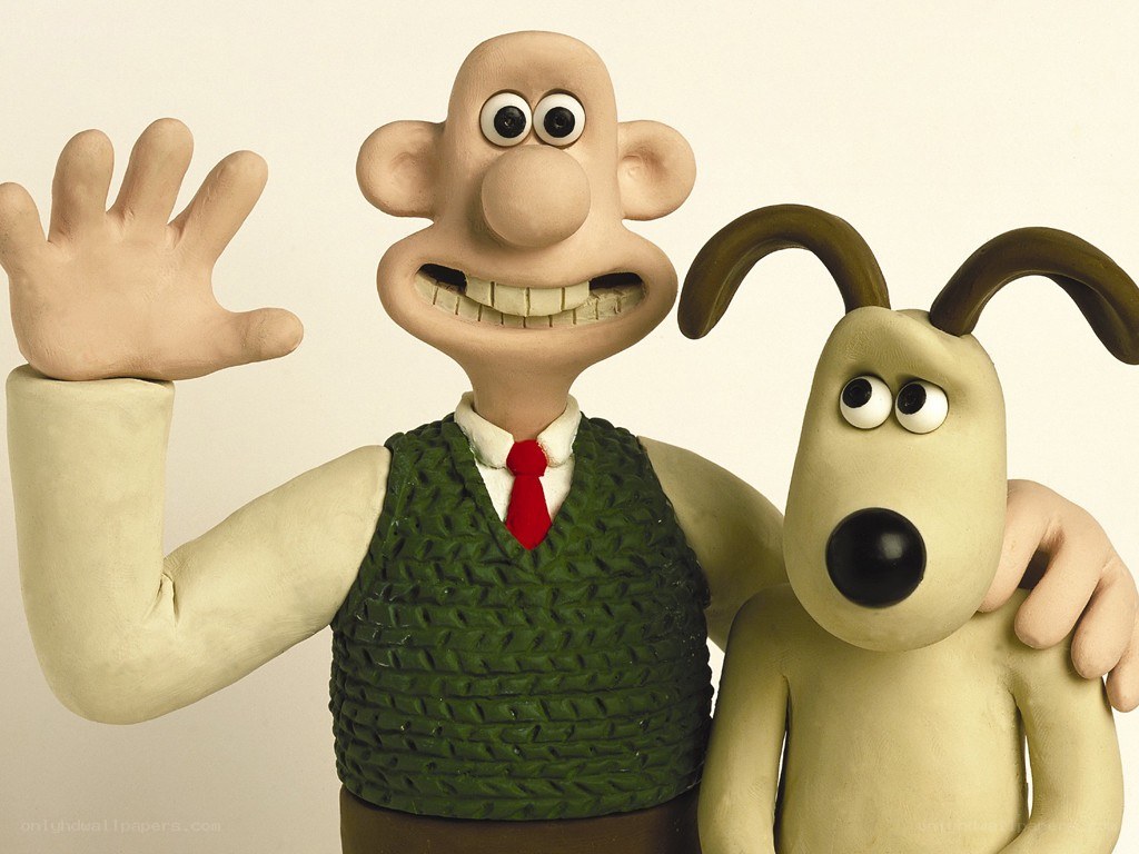 Wallace and Gromit waving