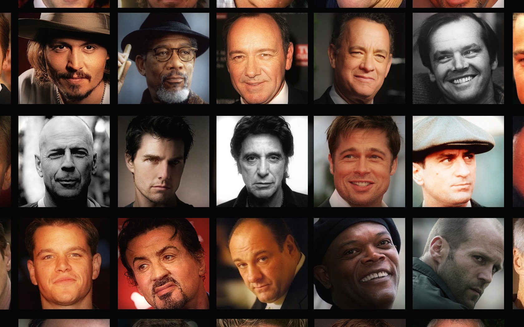 Примеры знаменитых людей. Коллаж из голливудских актёров.