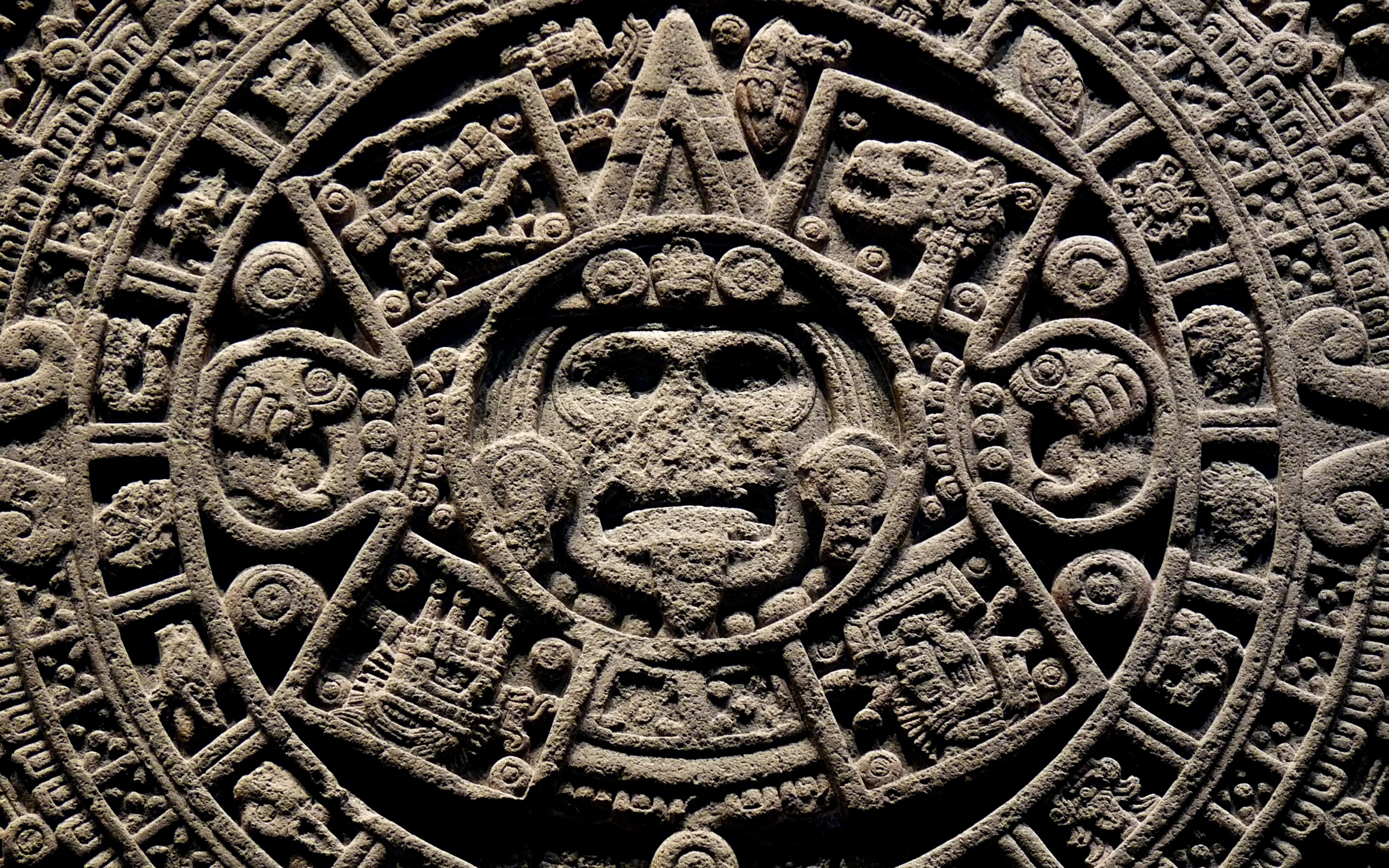 Historic aztec calendar stone