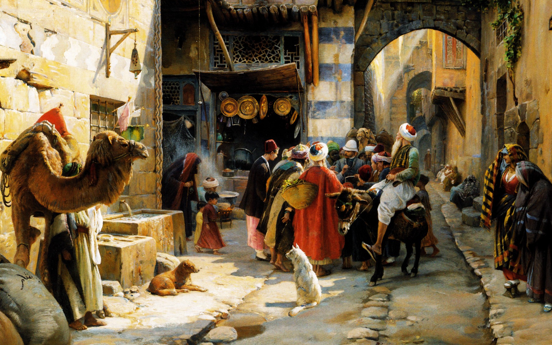 Мусульманский рынок. Gustav Bauernfeind картины Иерусалим.