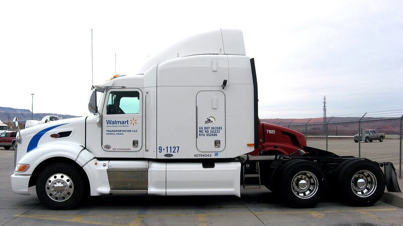 Walmart semi-truck in parking lot