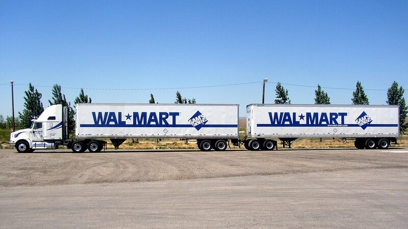Walmart semi-trucks parked