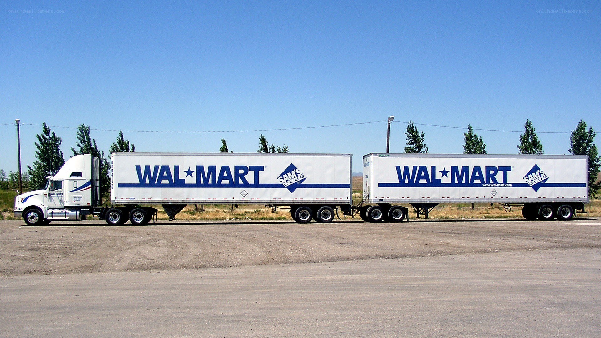 Walmart semi-trucks parked