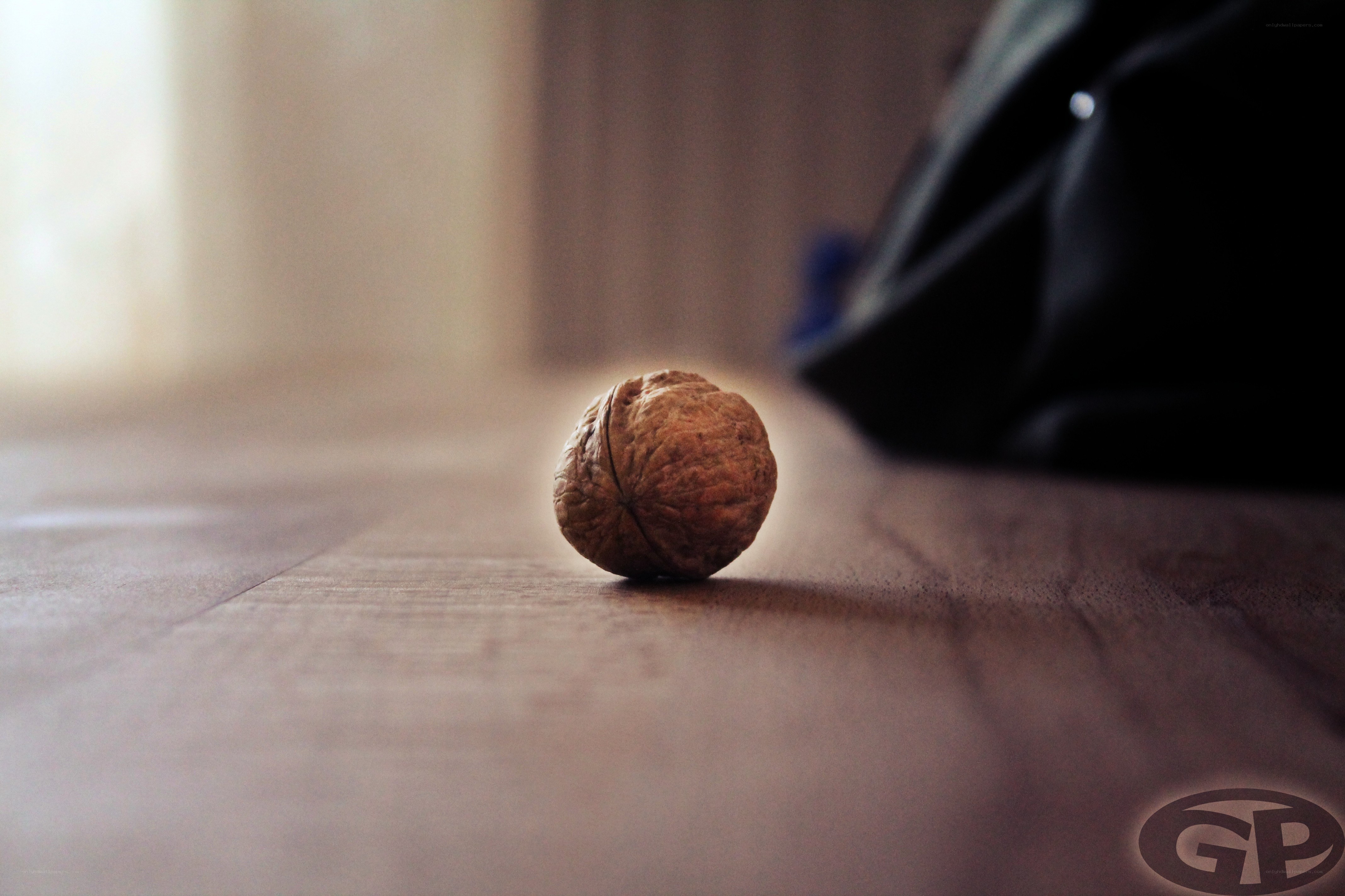 walnut on wooden floor