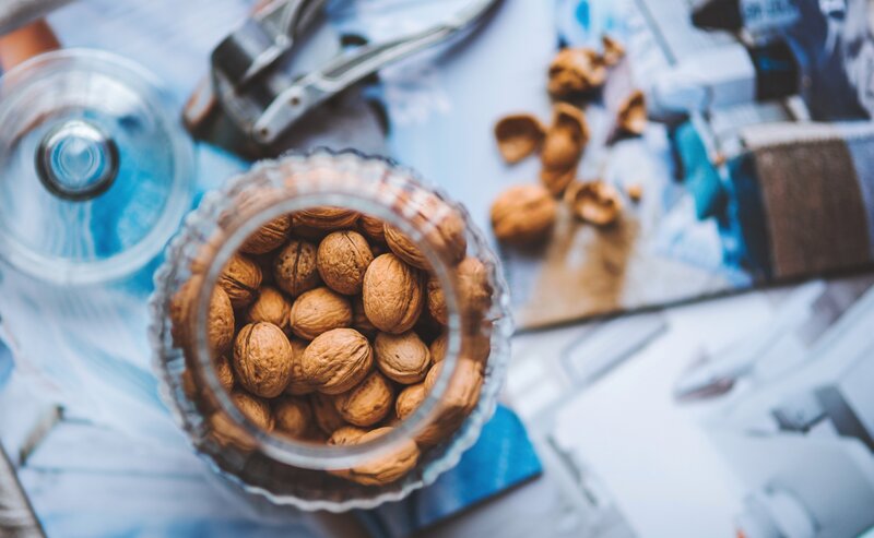 Walnuts in Glass Jar