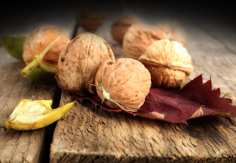 Walnuts on Wooden Surface
