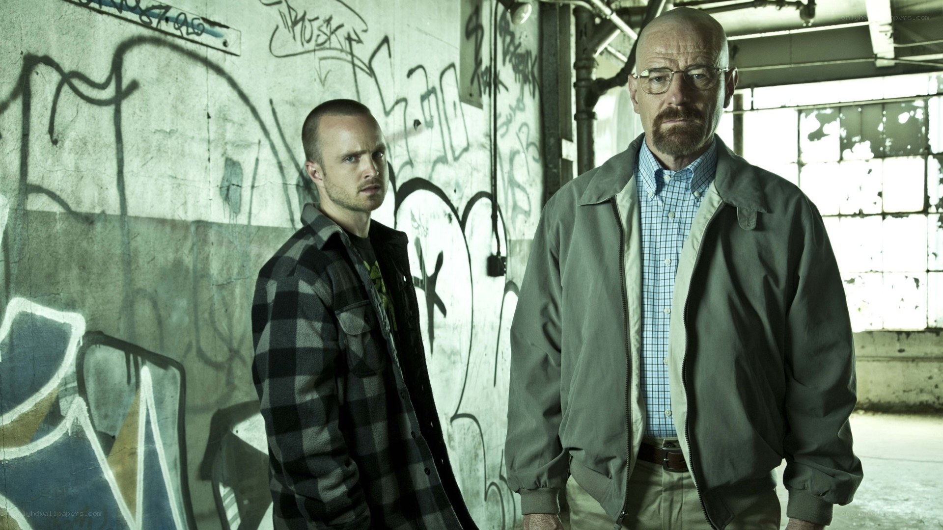 Walter and Jesse in a warehouse