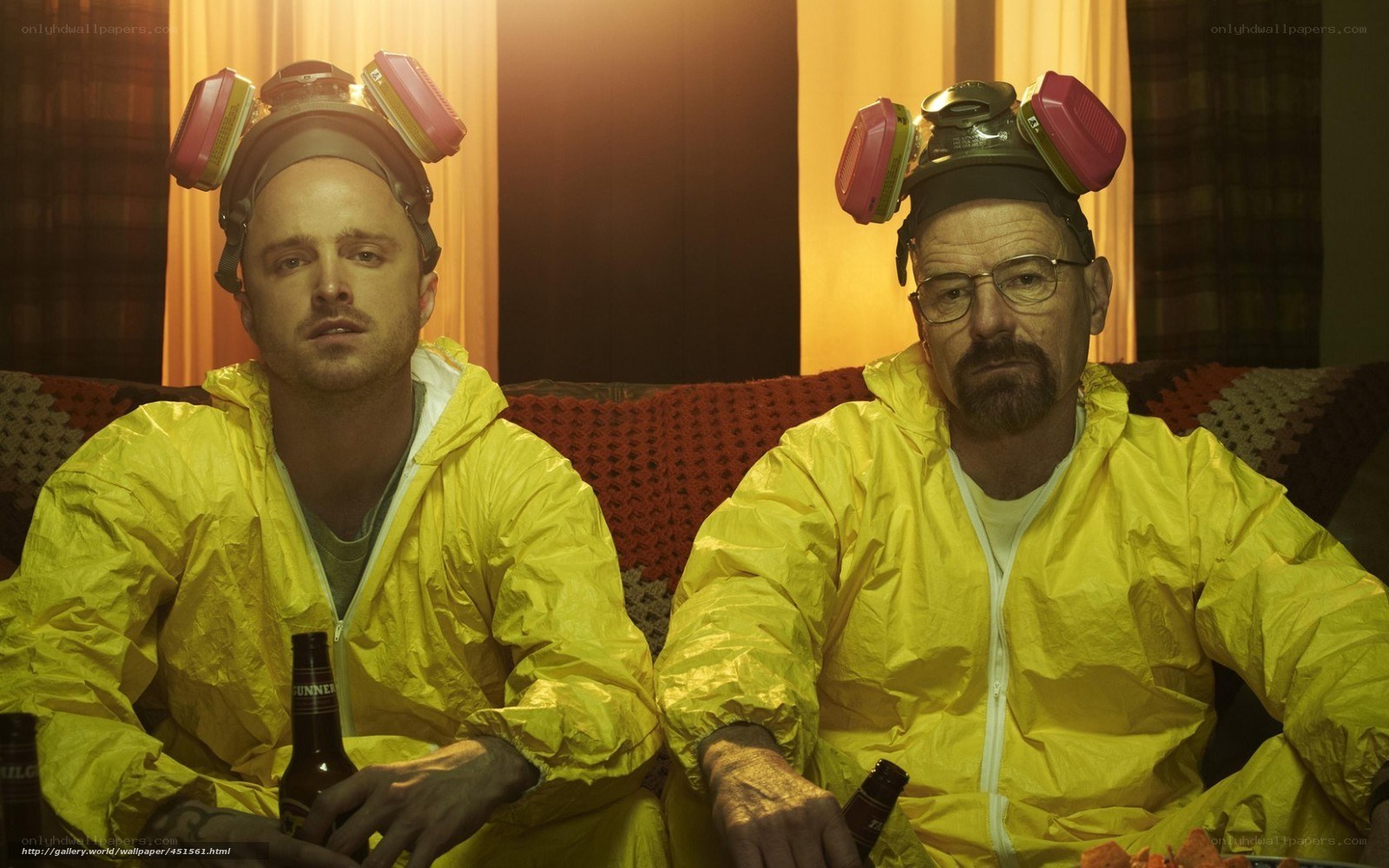 Walter and Jesse in hazmat suits