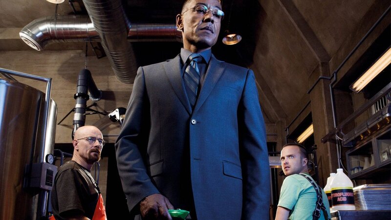 Walter White and Gus Fring in a lab
