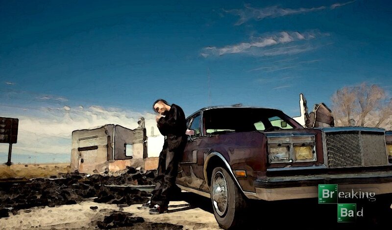 Walter White by a car in desert