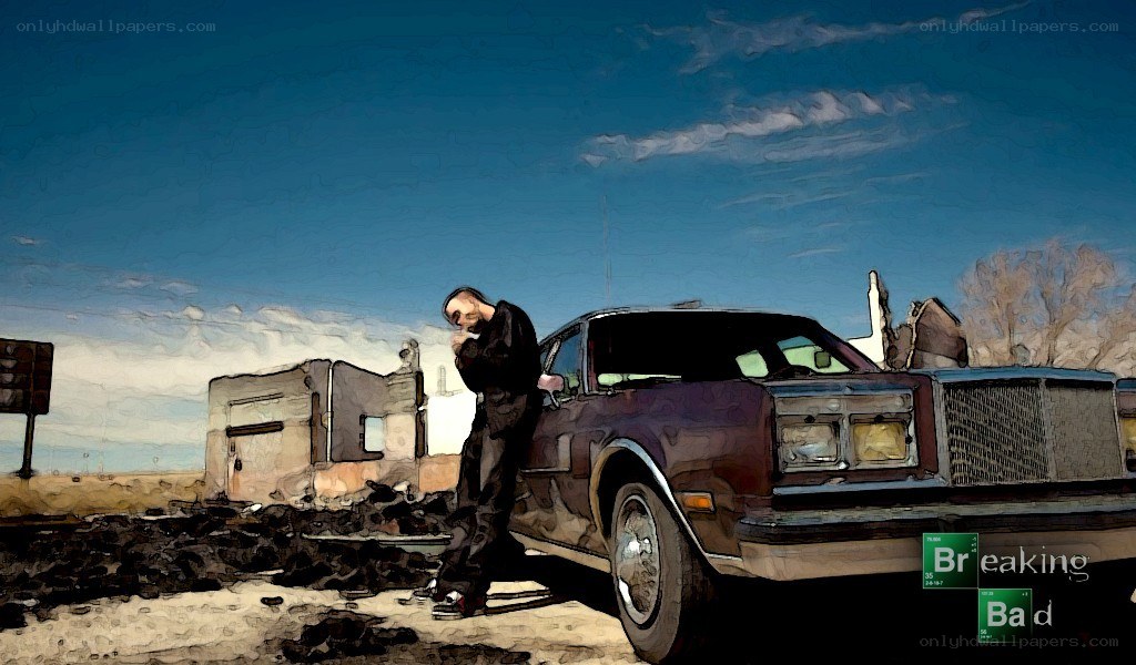 Walter White by a car in desert