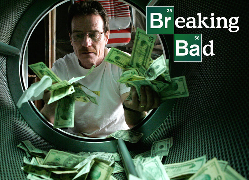 Walter White with money in dryer
