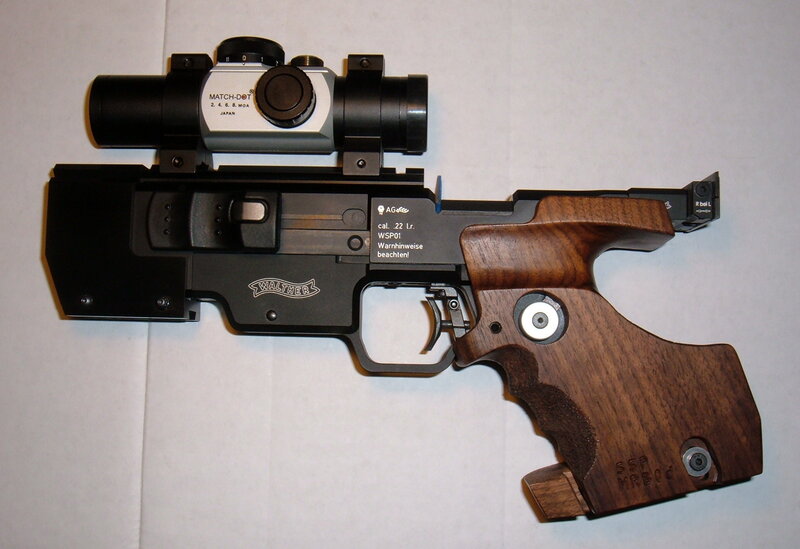 Walther air pistol with scope