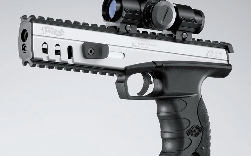 Walther SP22 pistol with scope