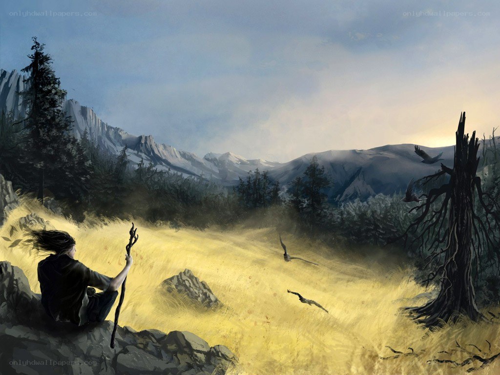 Wanderer in a golden valley