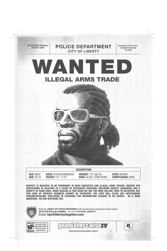 Wanted poster for illegal arms trade