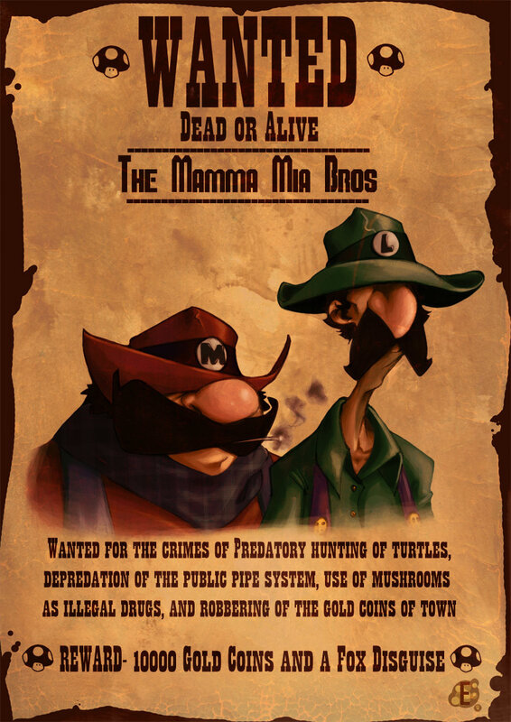 Wanted poster for Mamma Mia Bros