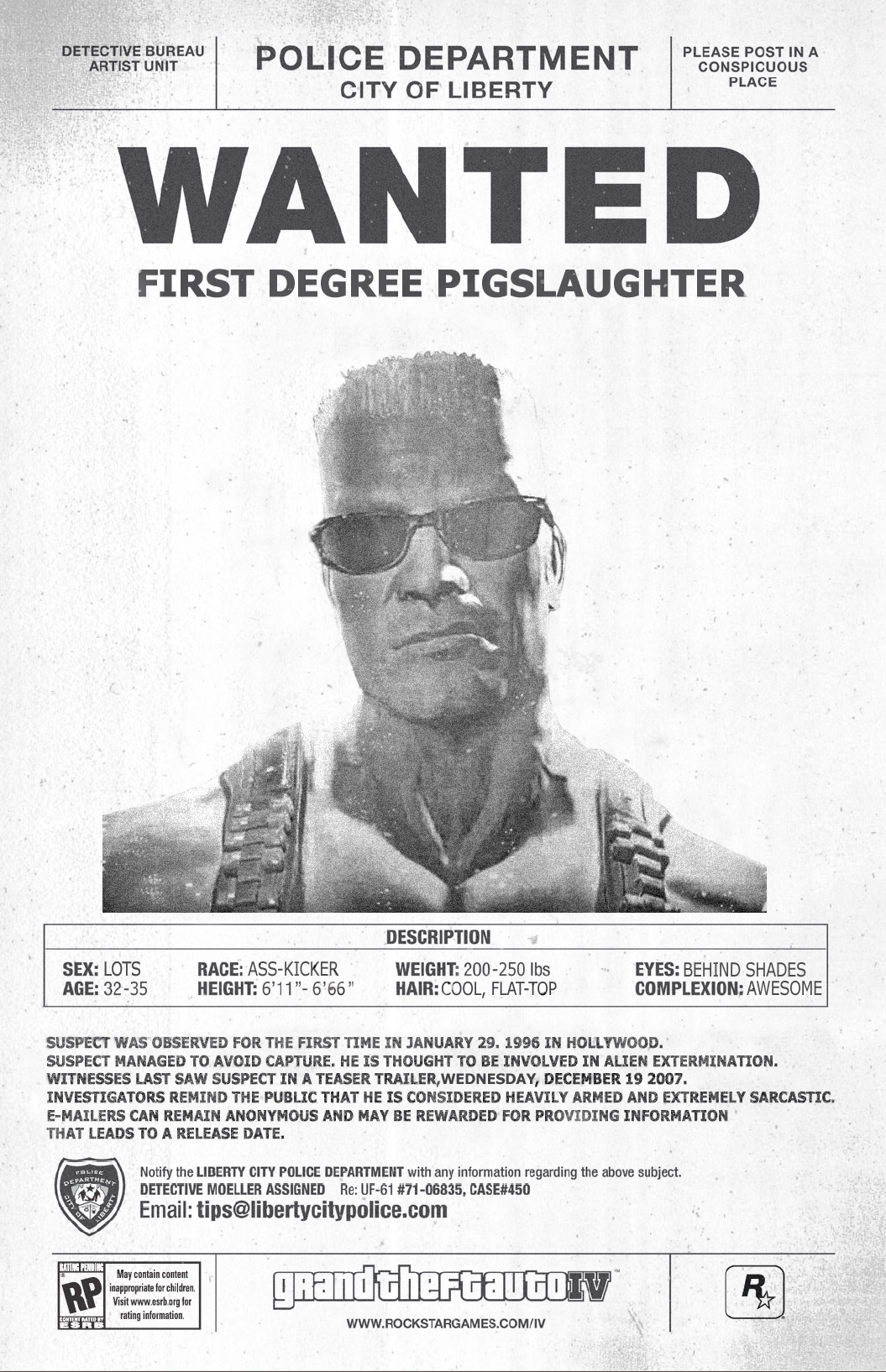 Wanted poster for pig slaughterer