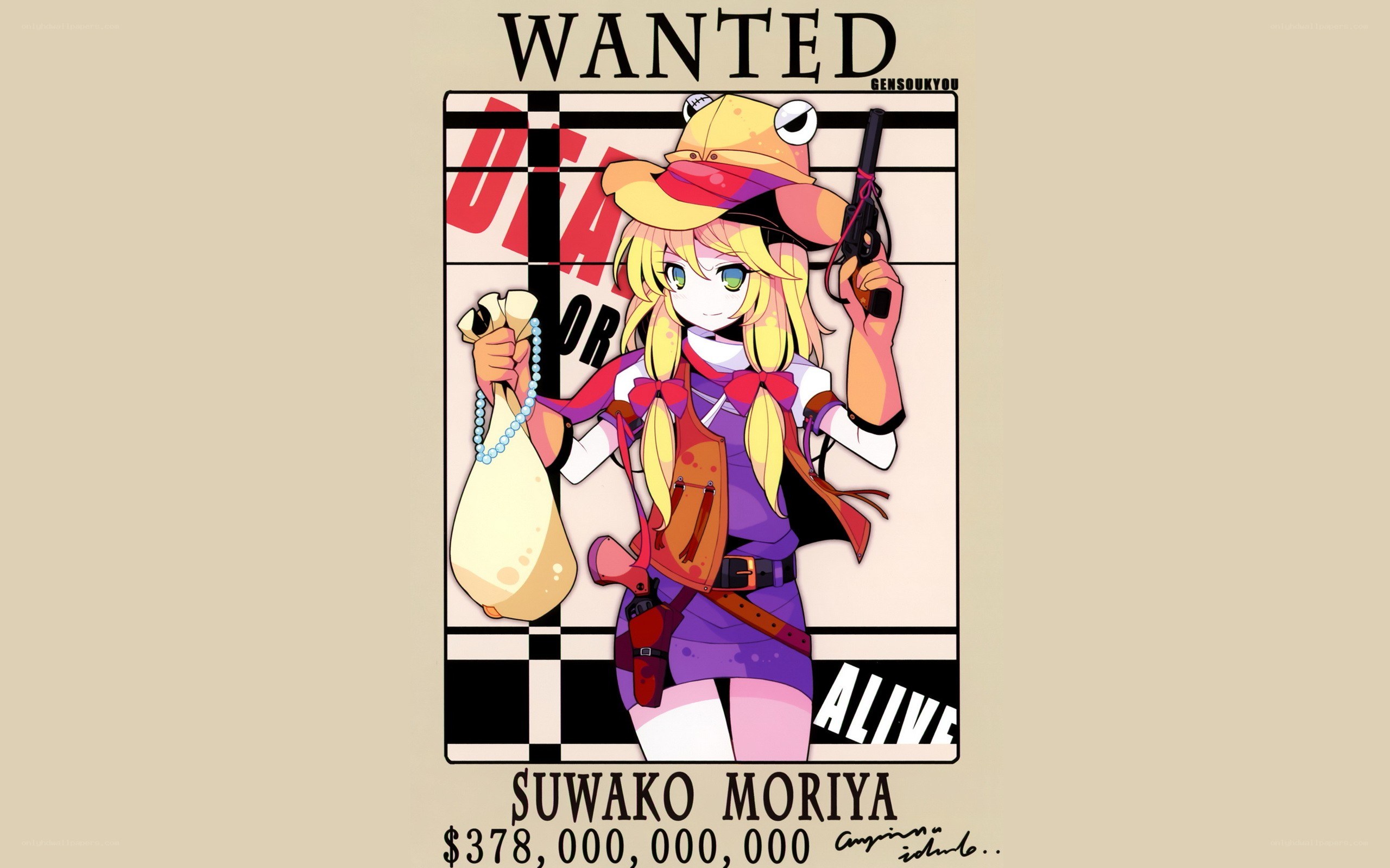 Wanted poster for Suwako Moriya