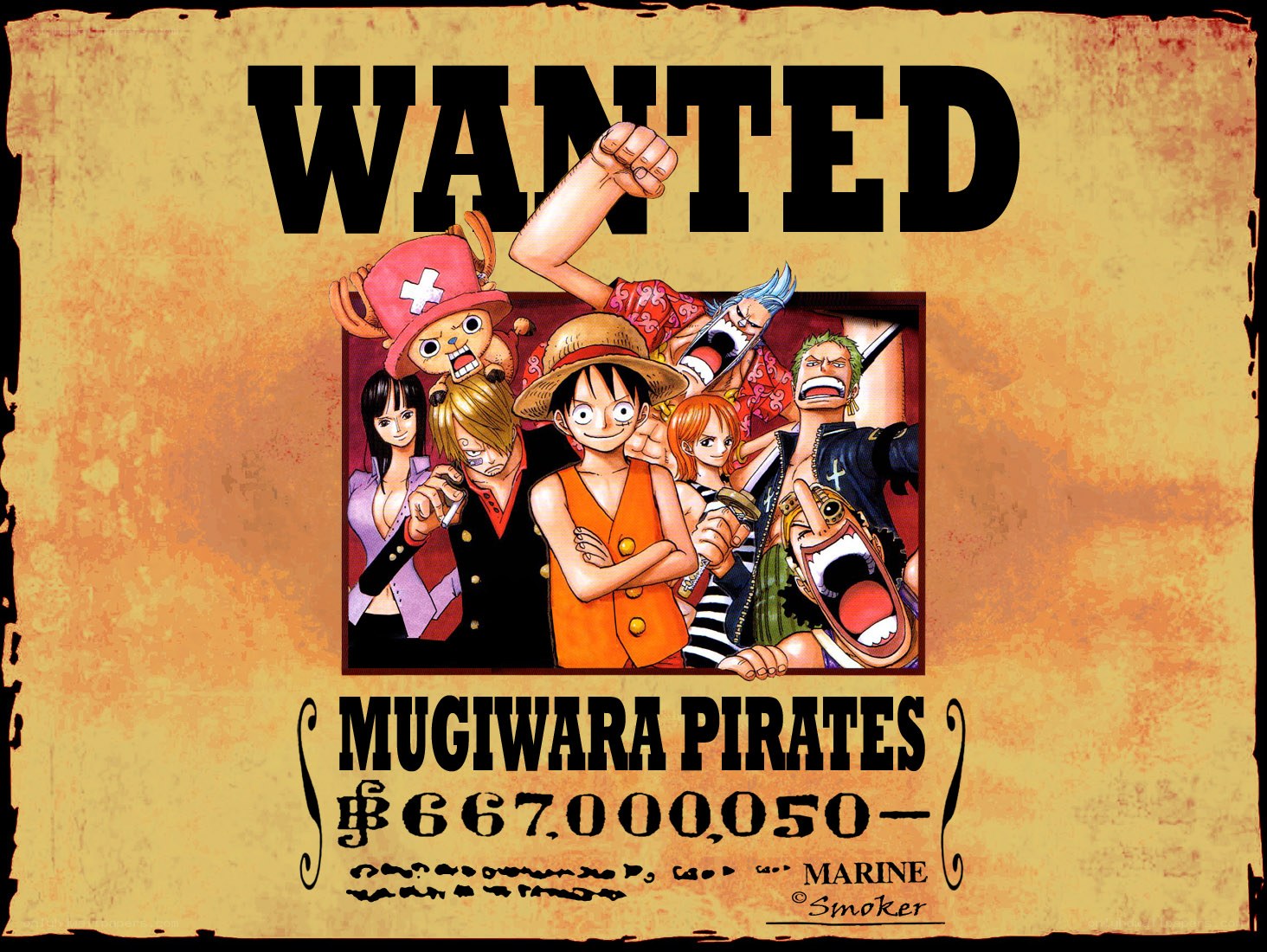 Wanted poster for the Straw Hat Pirates