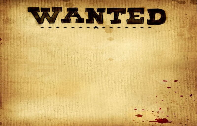 wanted poster with blood splatters