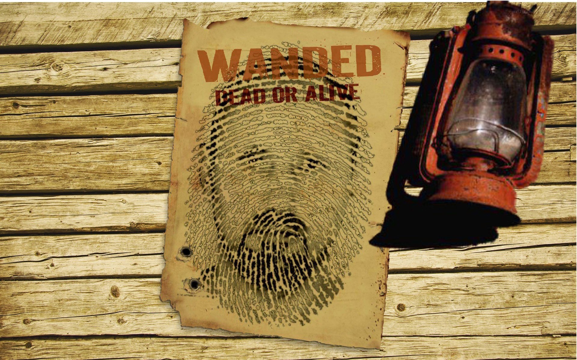 Wanted poster with fingerprint