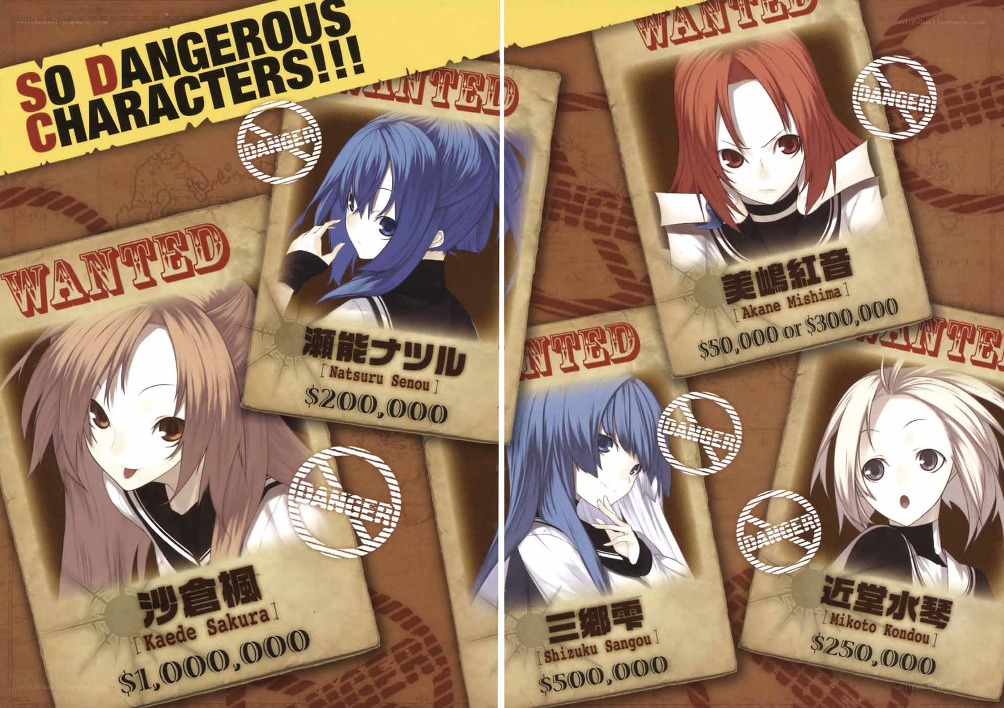 Wanted posters for anime characters