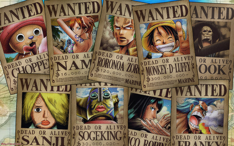 Wanted posters from One Piece