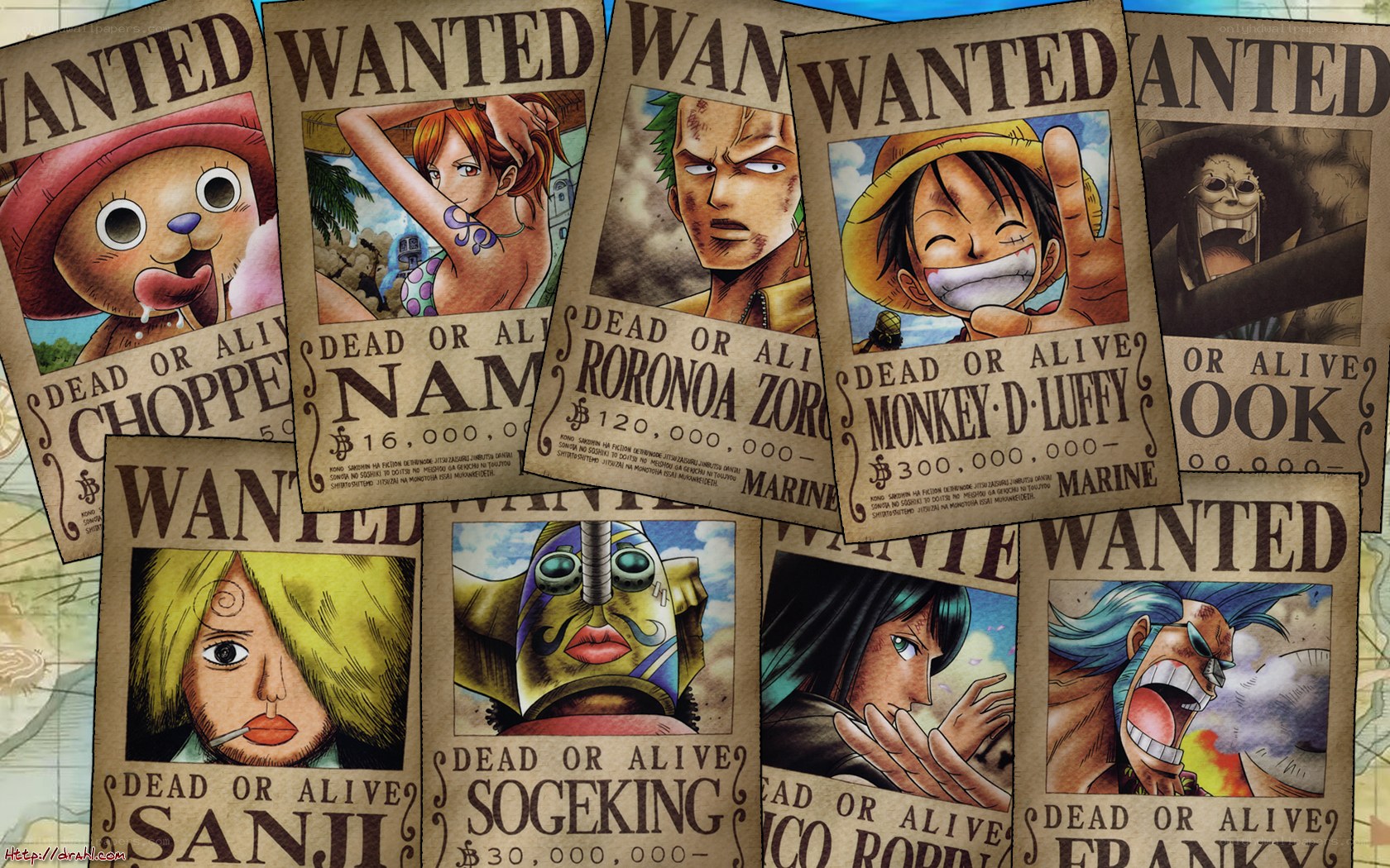 Wanted posters from One Piece