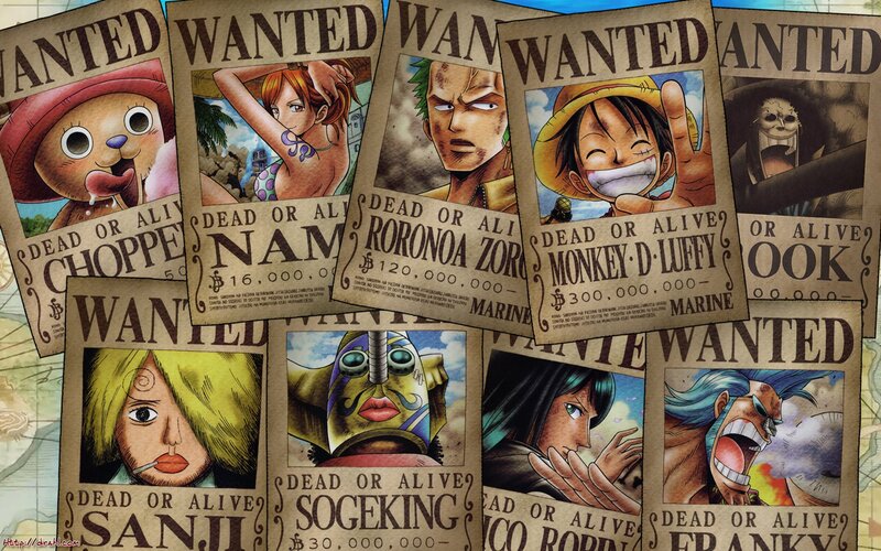Wanted Posters of Anime Characters — Brown, Adventurous, Manga