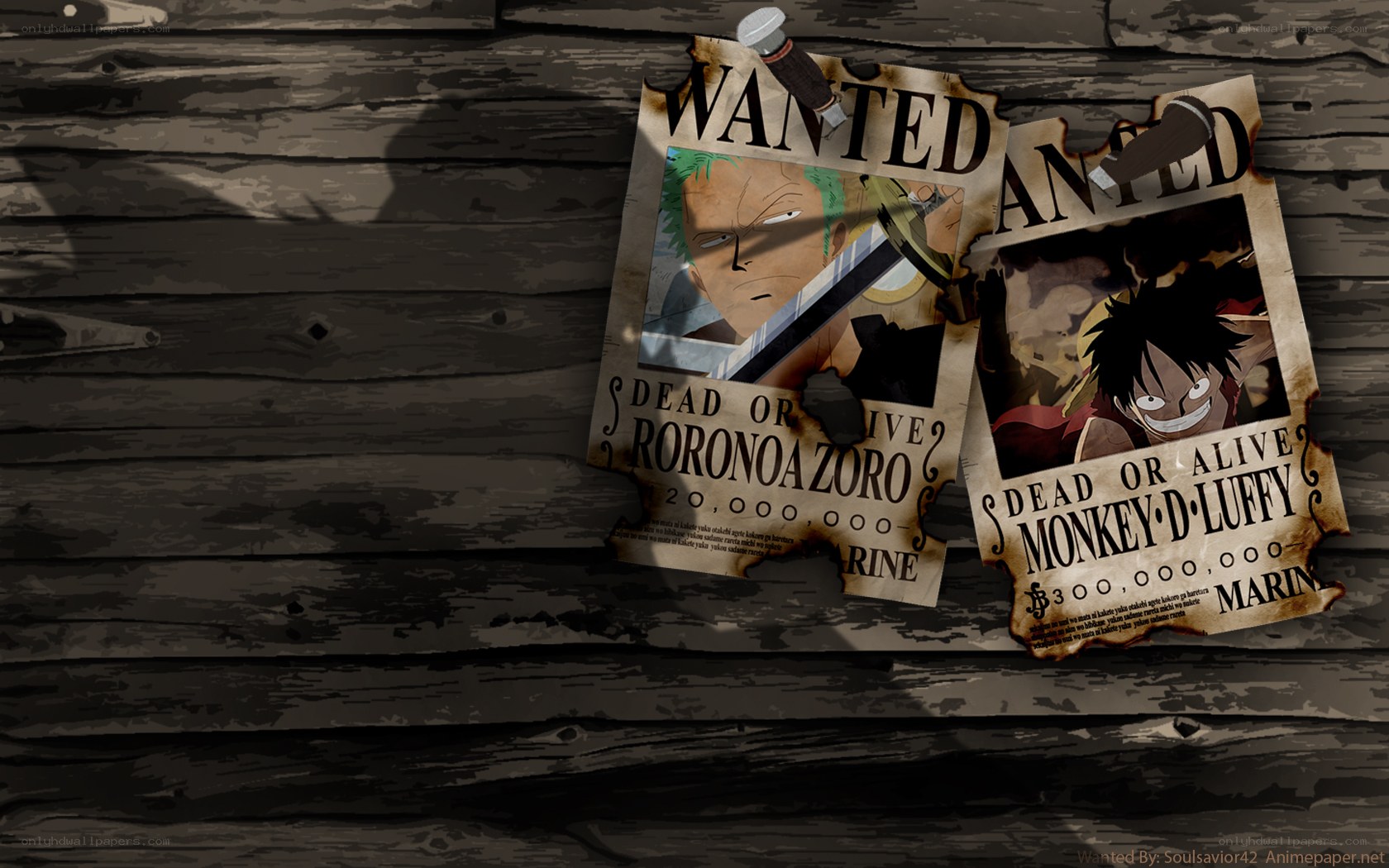 Wanted posters on wood