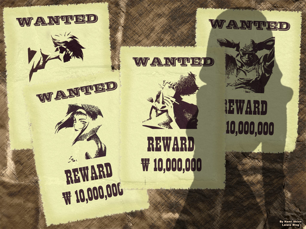 Wanted posters with anime characters