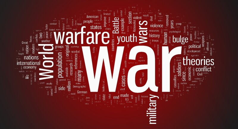 war and warfare word cloud