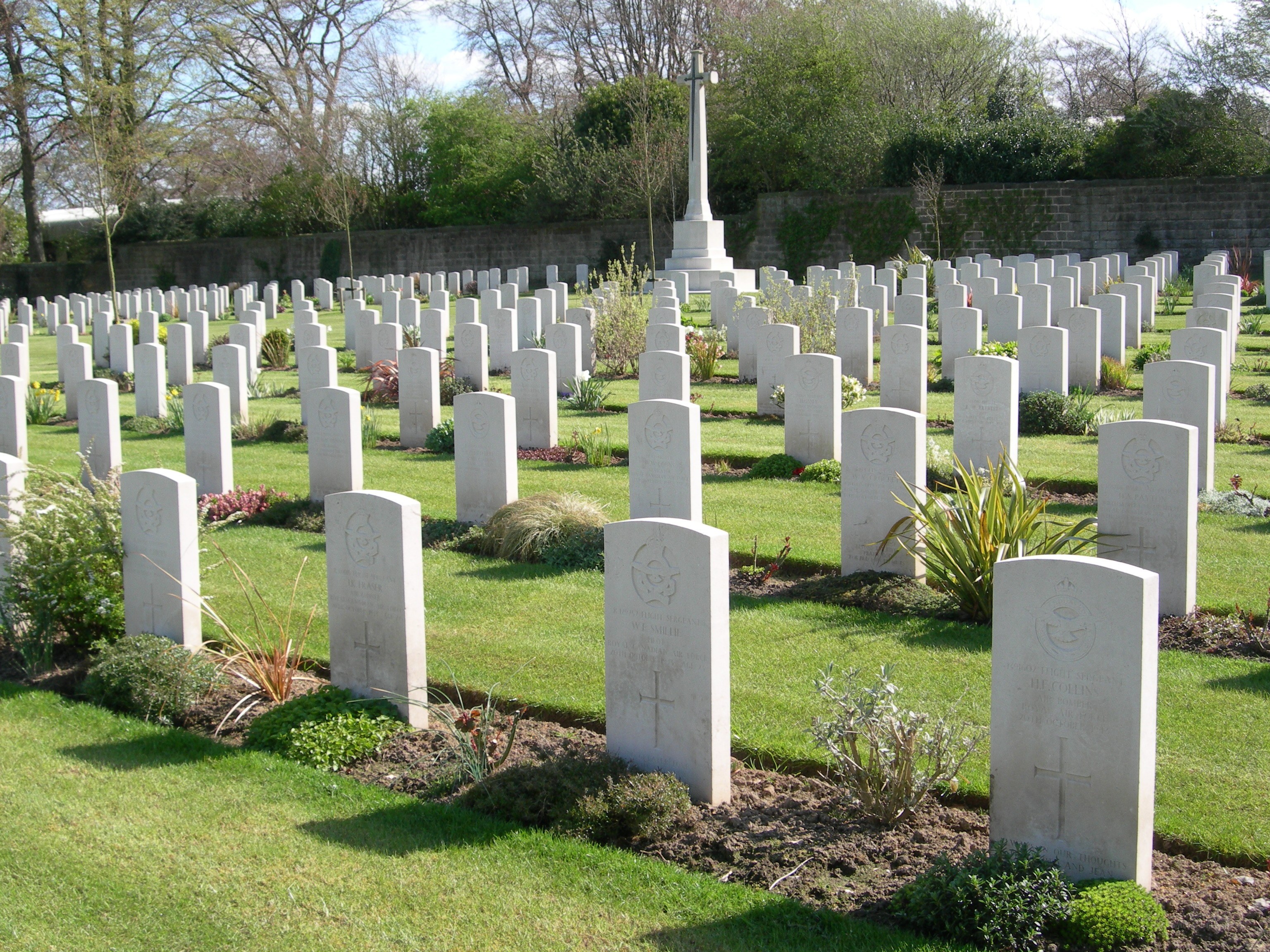 War cemetery with white headstones
