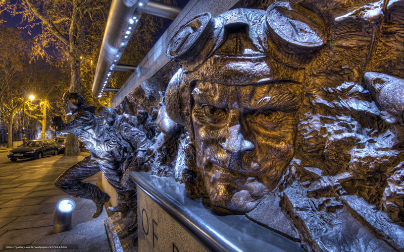 War Memorial Sculpture at Night