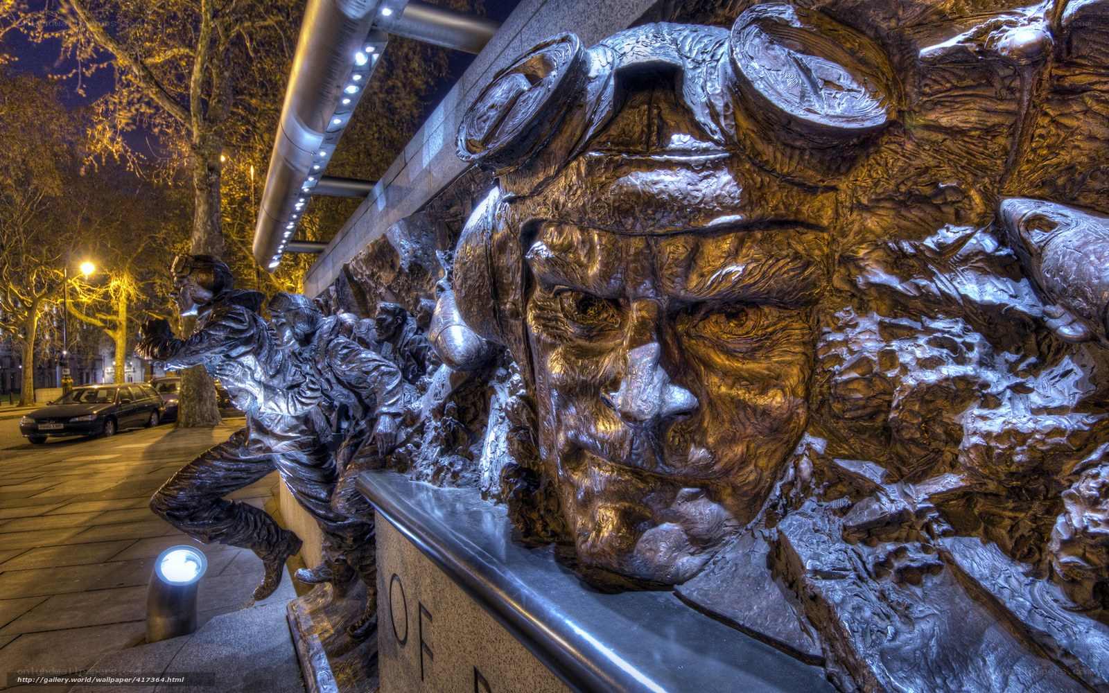 War Memorial Sculpture at Night