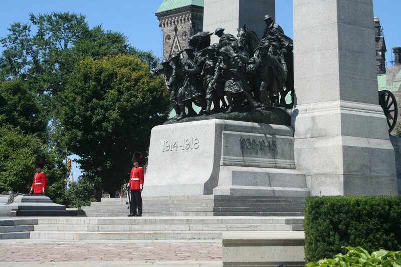 War memorial with guards