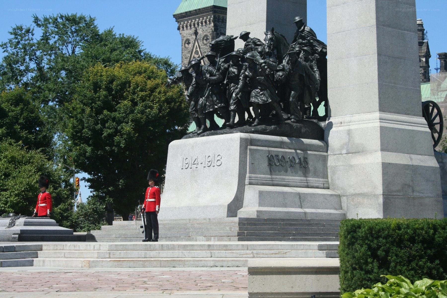 War memorial with guards