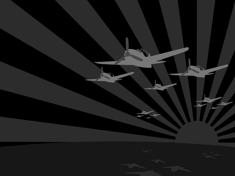 war planes at sunset